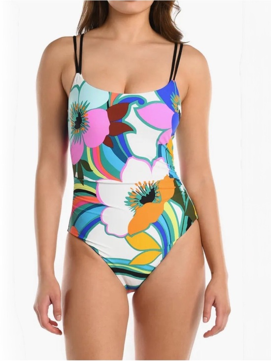 La Blanca Other - La Blanca Suncatcher One Piece Swimsuit Size 10 Floral Rainbow Print EUC